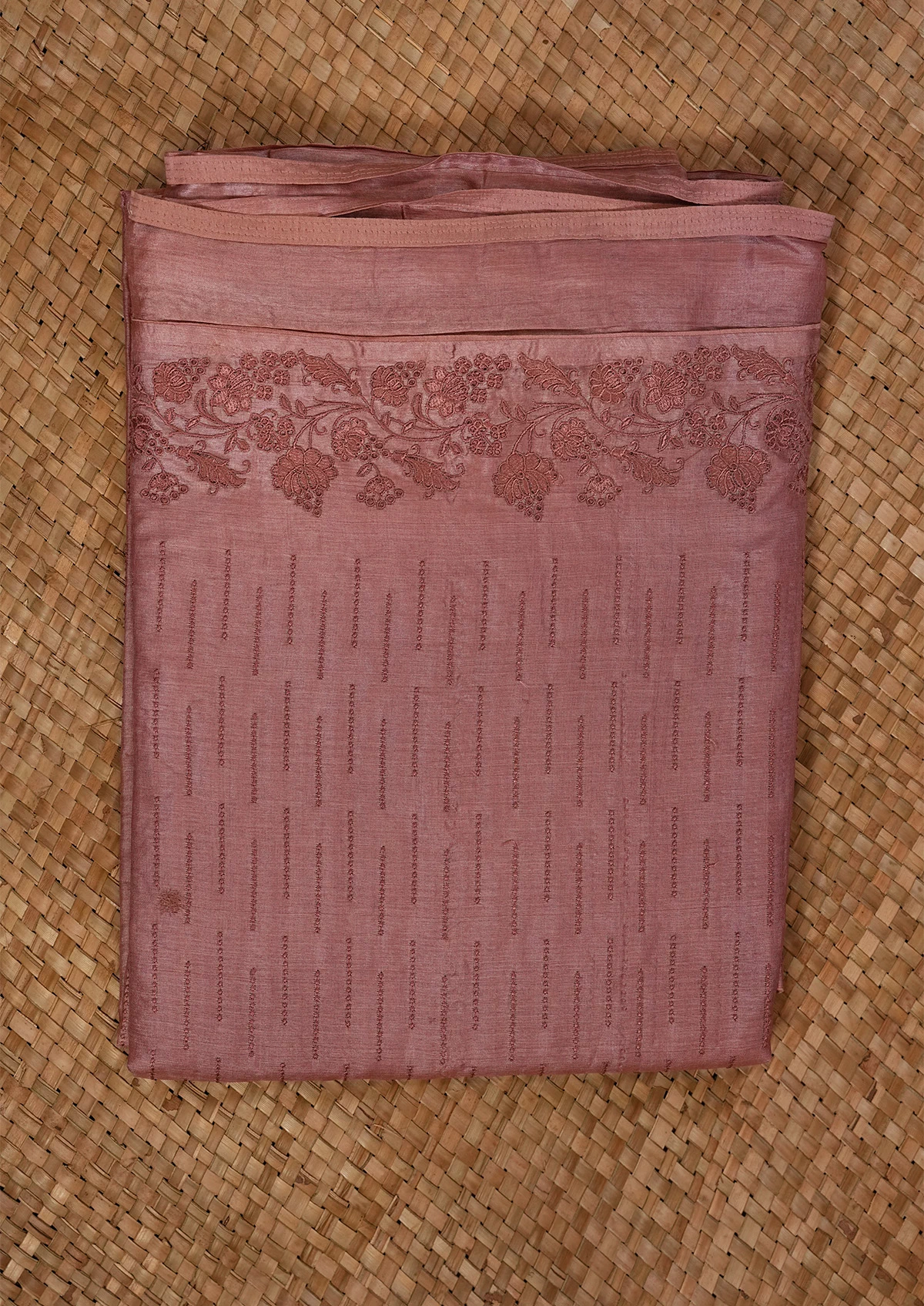 Dusty Pink Tussar Saree with Woven Border
