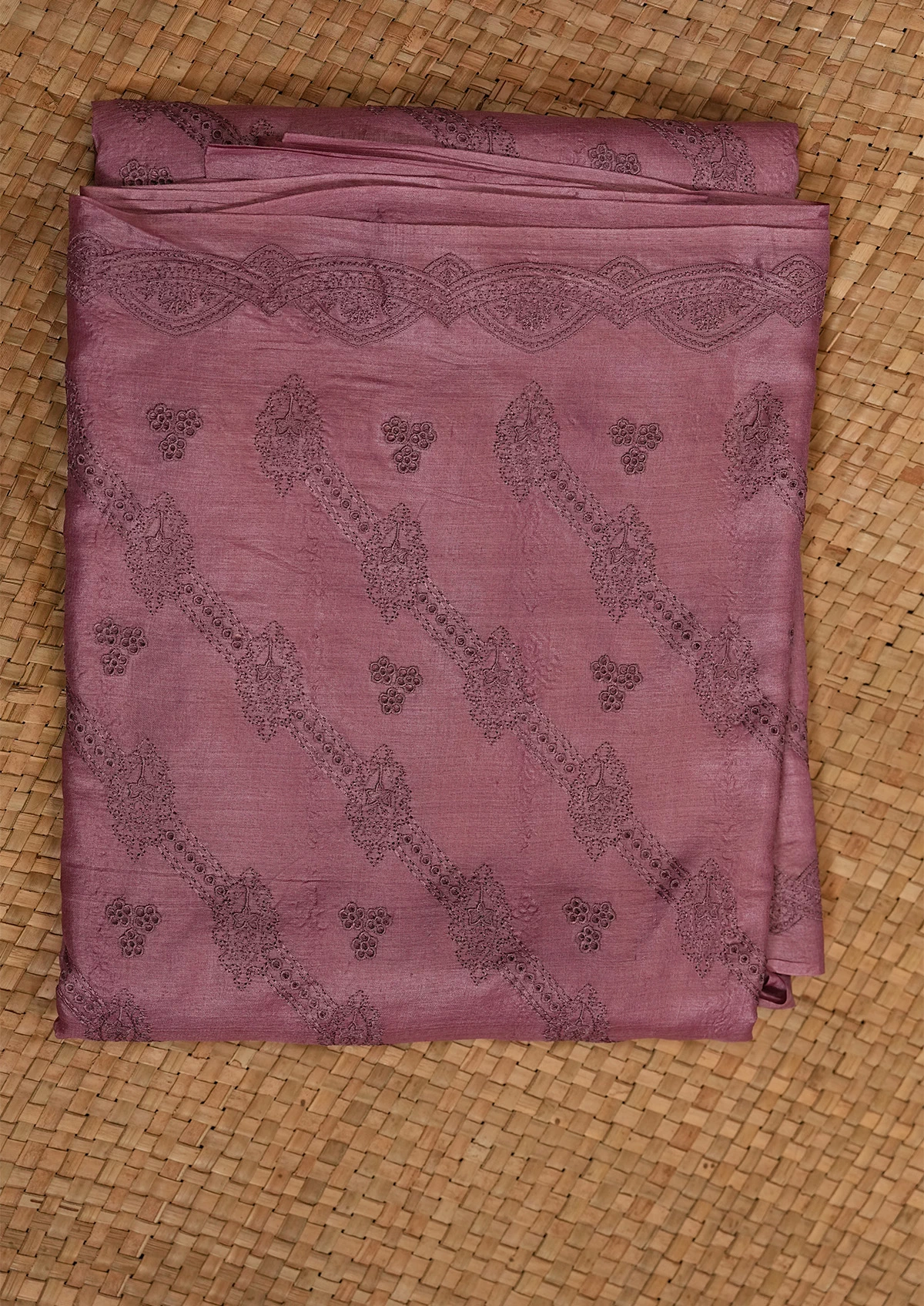 Dusty Pink Tussar Saree with Woven Motifs