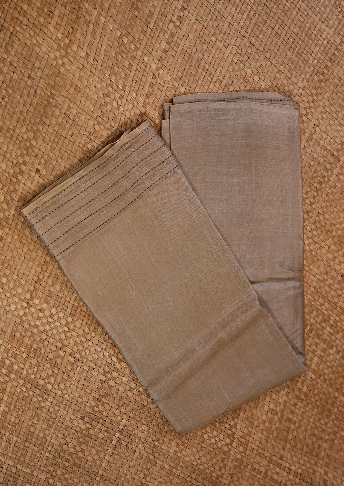 Grey Tussar Saree with Woven Border