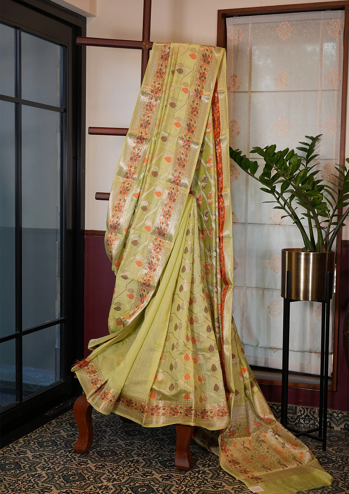 Light Green Chiniya Tifi Banarasi Saree