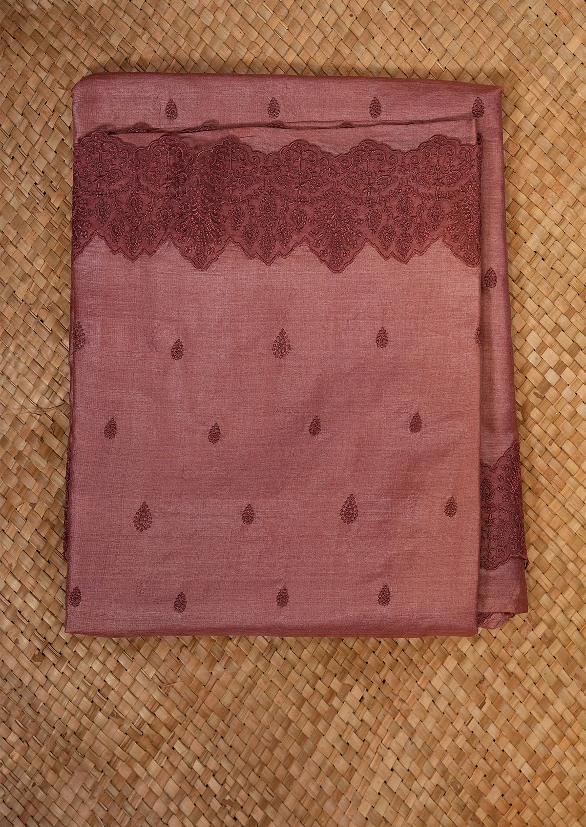 Mauve Pink Tussar Saree with Dark Border