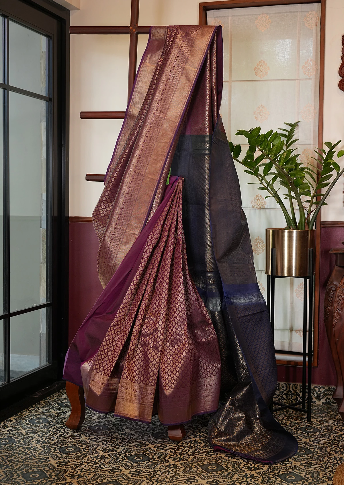 Mauve Purple Jakad Banarasi Saree