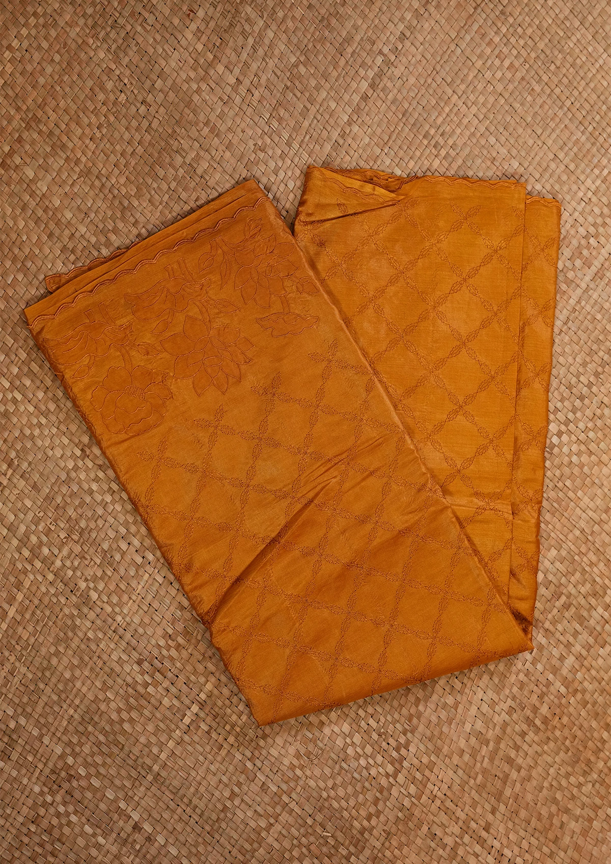 Mustard Orange Tussar Saree