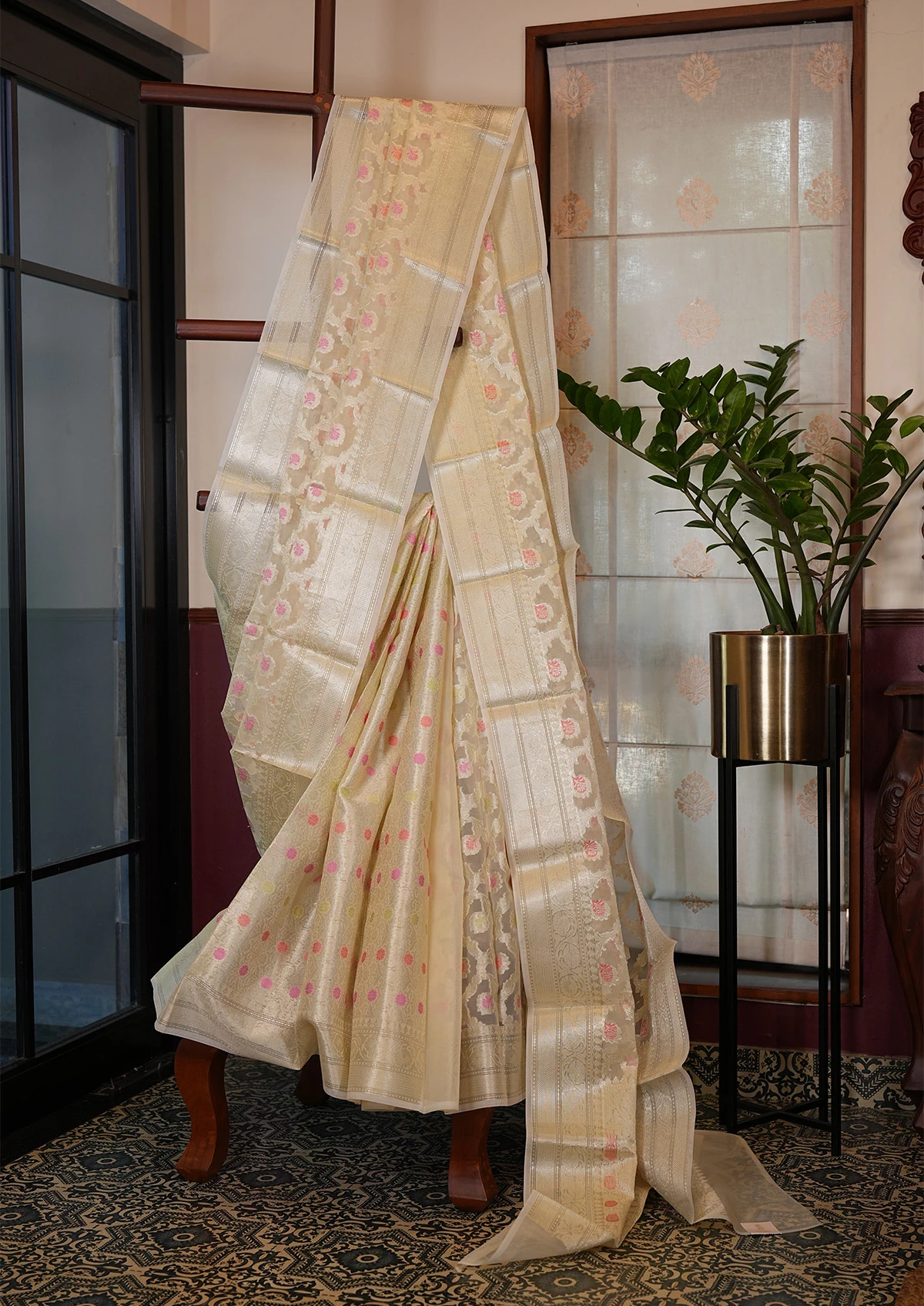Off-White Kora Banarasi Saree
