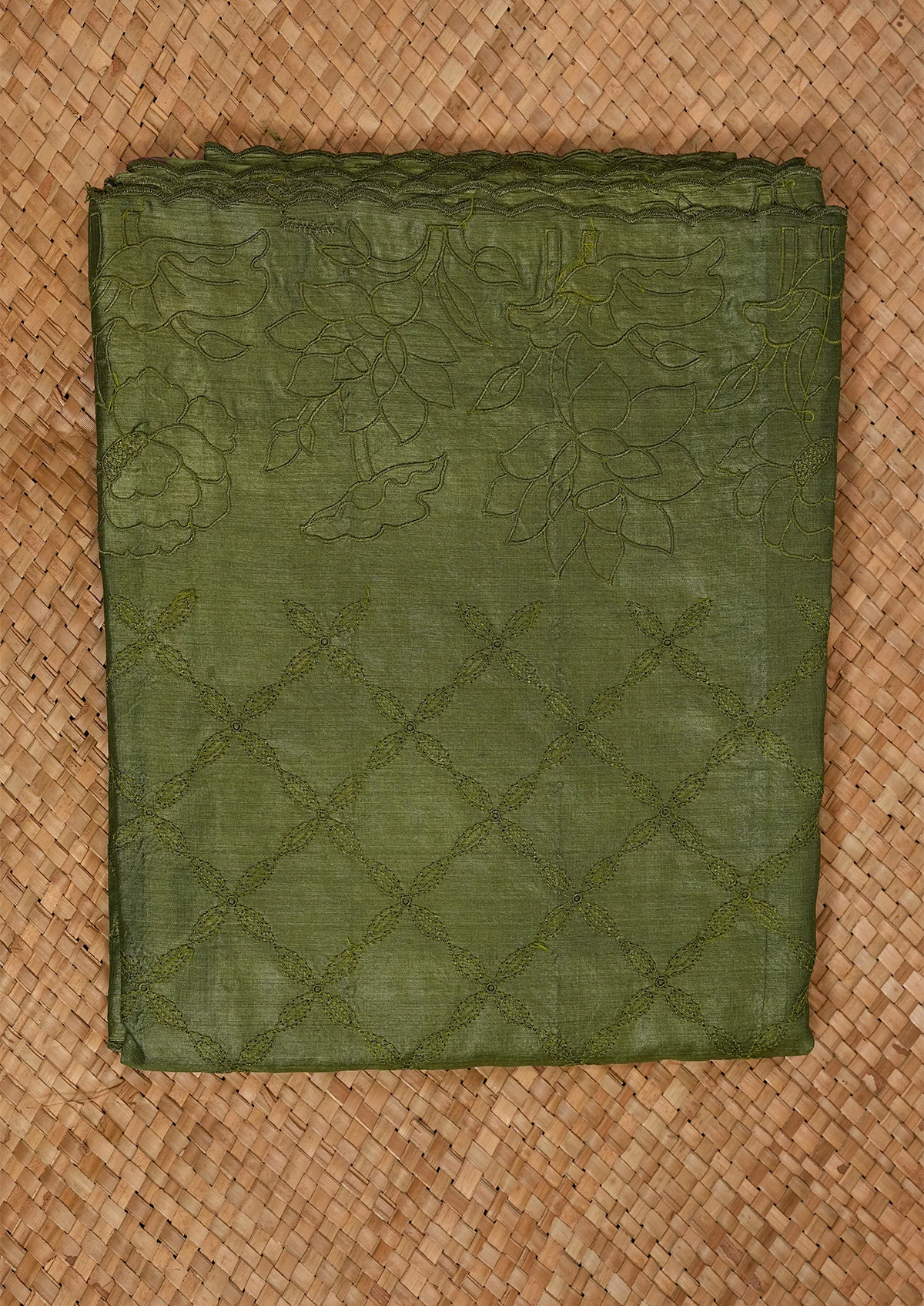 Olive Green Tussar Saree