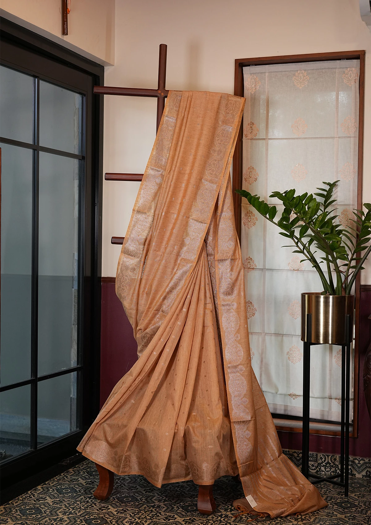 Peach Semi Miska Munga Banarasi Saree