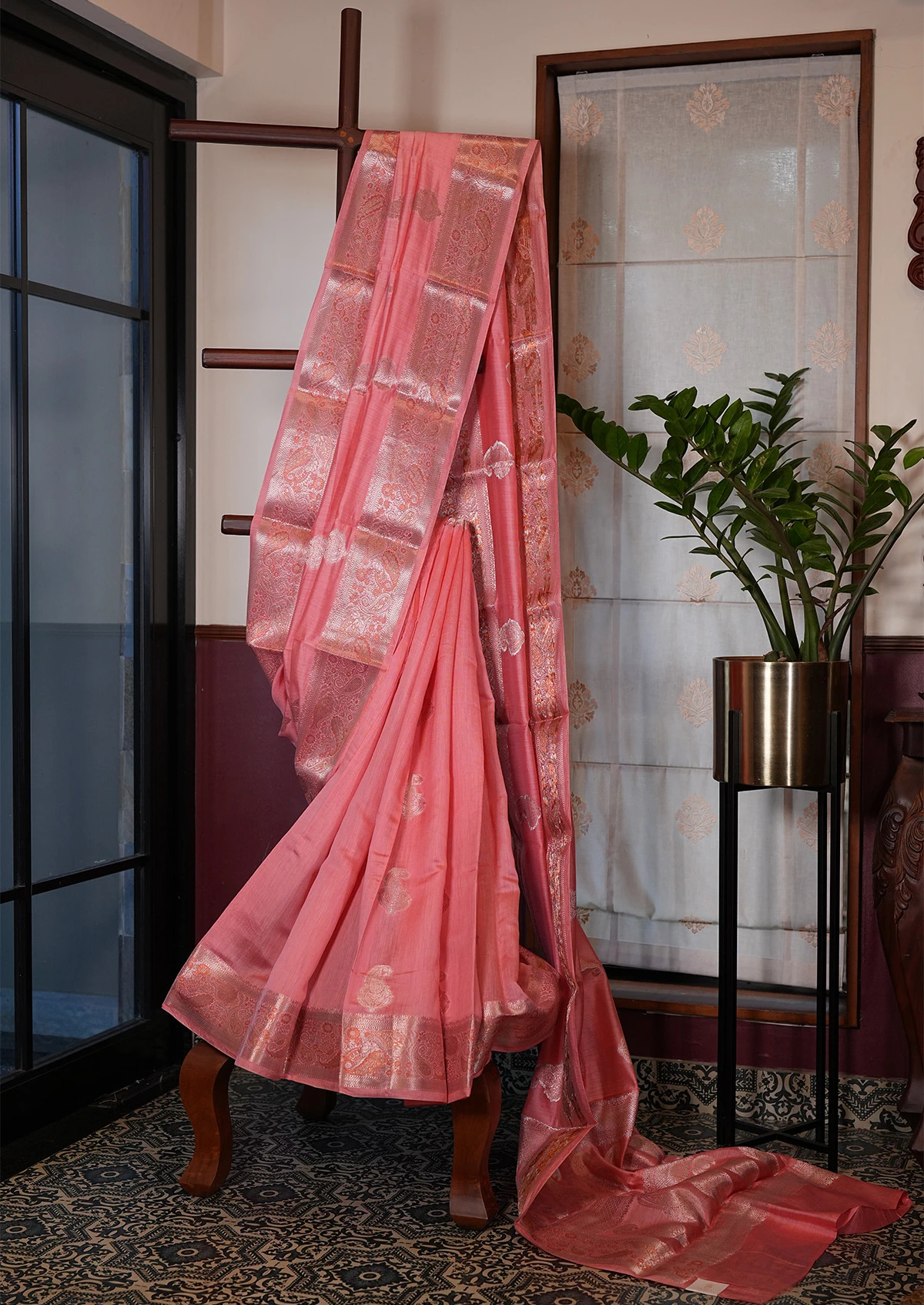 Pink Chiniya Alfi Banarasi Saree