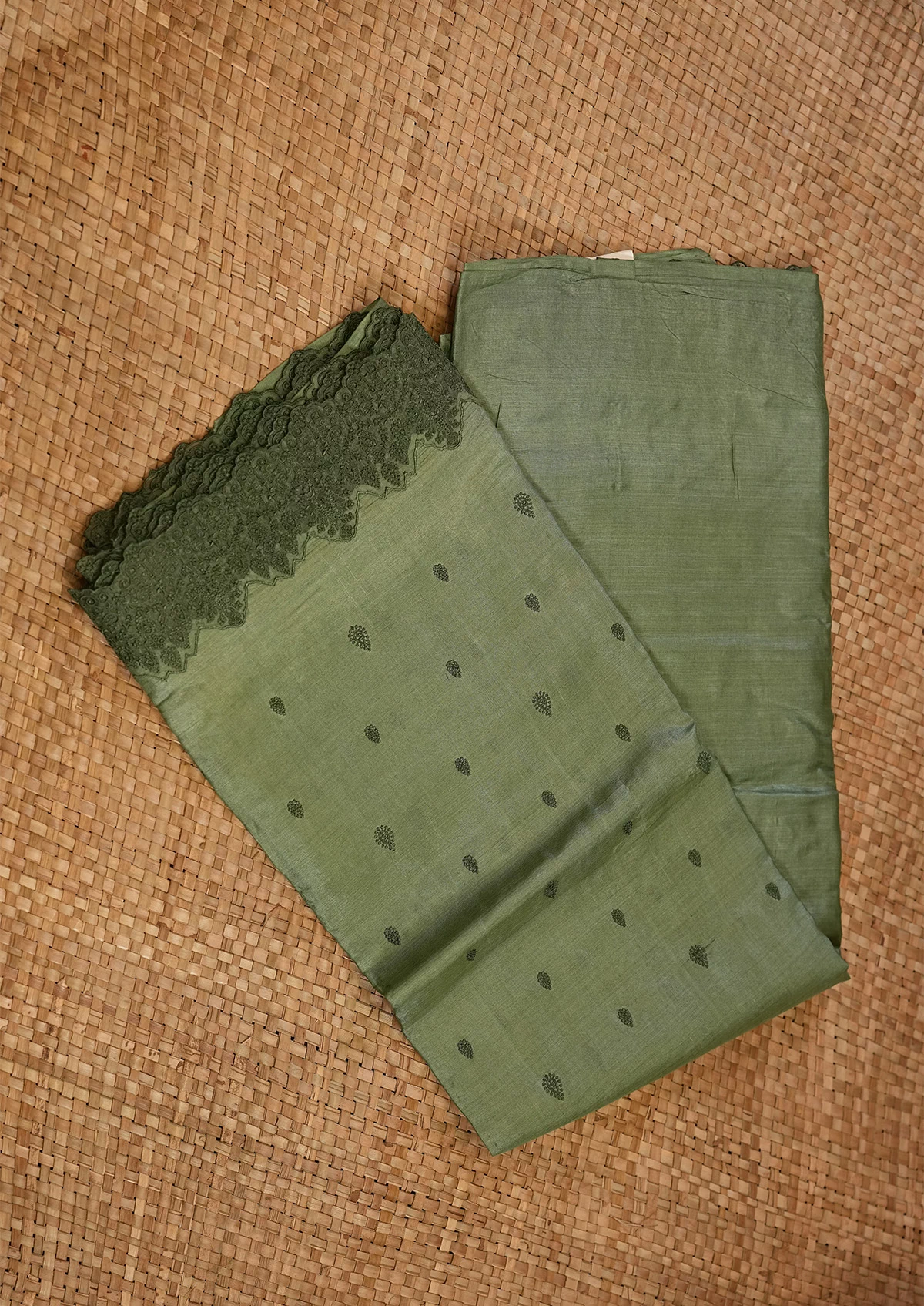 Sage Green Tussar Saree with Small Motifs